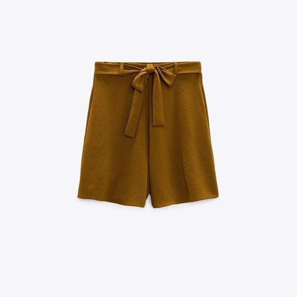 Zara tied fluid shorts khaki💟 - Picture 2 of 6